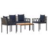 Garden Furniture Set 4 Pcs Grey and Navy Blue Poly Rattan