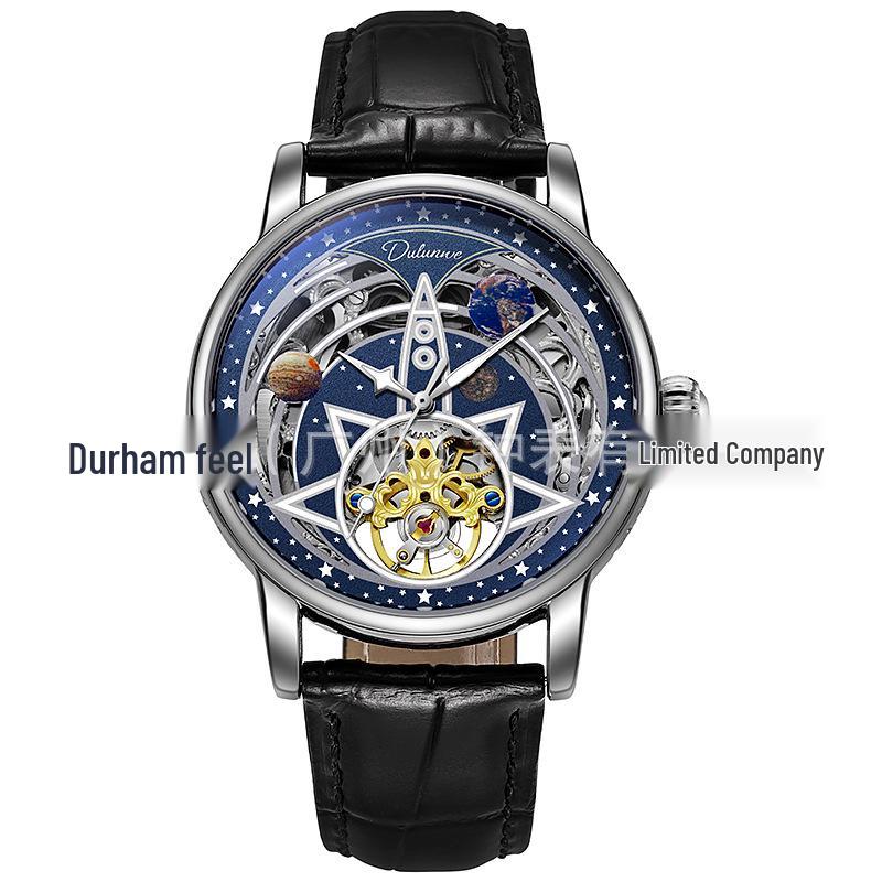 DURRENWEI Genuine Automatic Men's Skeleton Watch with Moon Phase, Luminous Display, and Waterproof Features