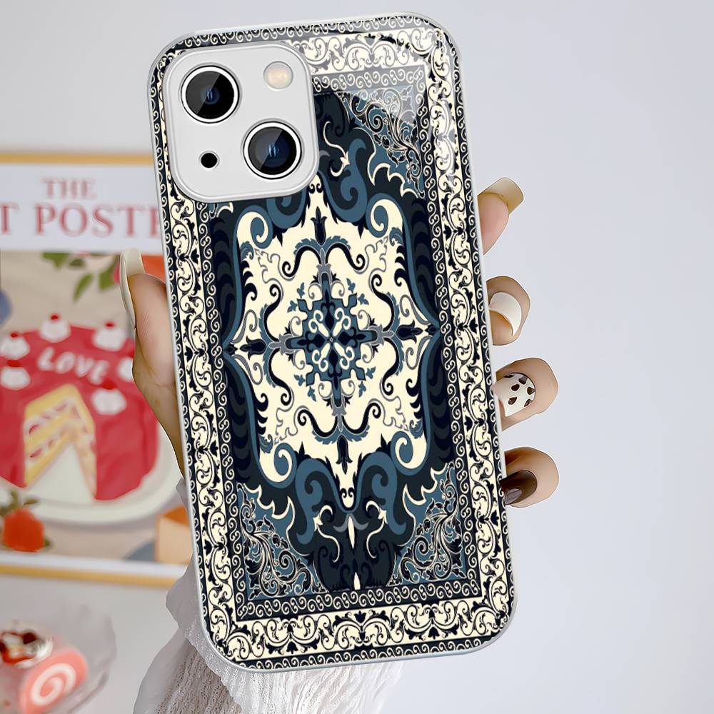 Persian Carpet Floral Pattern Tempered Glass For Iphone 14 13 12 11 Pro Mini XS MAX 14Plus X XS XR Fundas