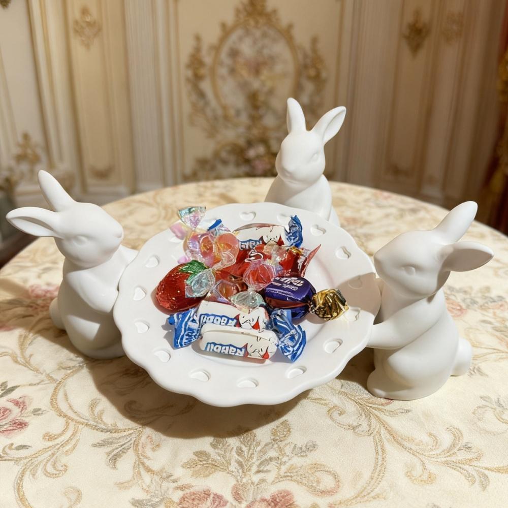 3D Niedliche Süßigkeitenteller Osterhase Form Silikon Kaninchen Tablett Form für Thanksgiving Feiertage Party Büros Zuhause Zimmer Schreibtisch Schreibtisch