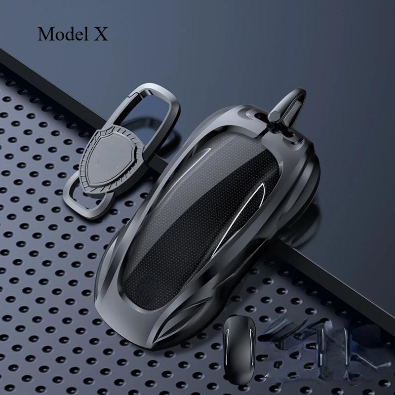 For Tesla Model 3 Y S Model X Zinc Alloy Black Car Key Protection Shell Cartoon Smart Remote Key Cover Car Accessories