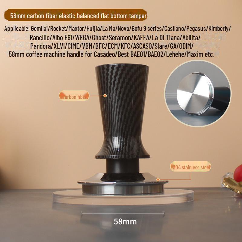 Balanserat elastiskt handtag Kaffe-tamper i rostfritt stål (51/53/58mm)