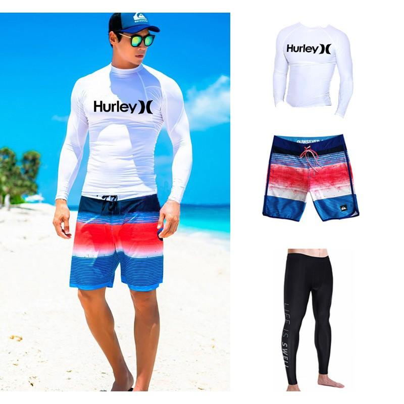 Mens Long Sleeve Rash Guard Top UV Protection Quick Dry Surfing Diving Swimsuit Water Sports