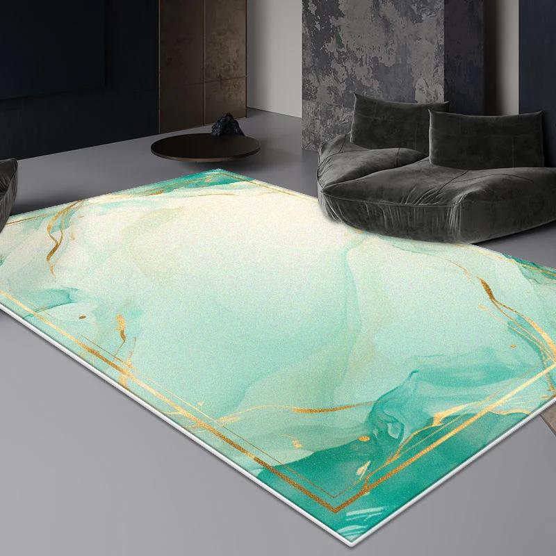 Green Minimalist Area Rug for Living Room Bedroom Beside Bed Large Non-Slip Floor Mat