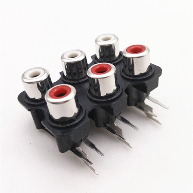 AV6-7RCA 6-Position Bent Foot Lotus RCA Female Audio Connector