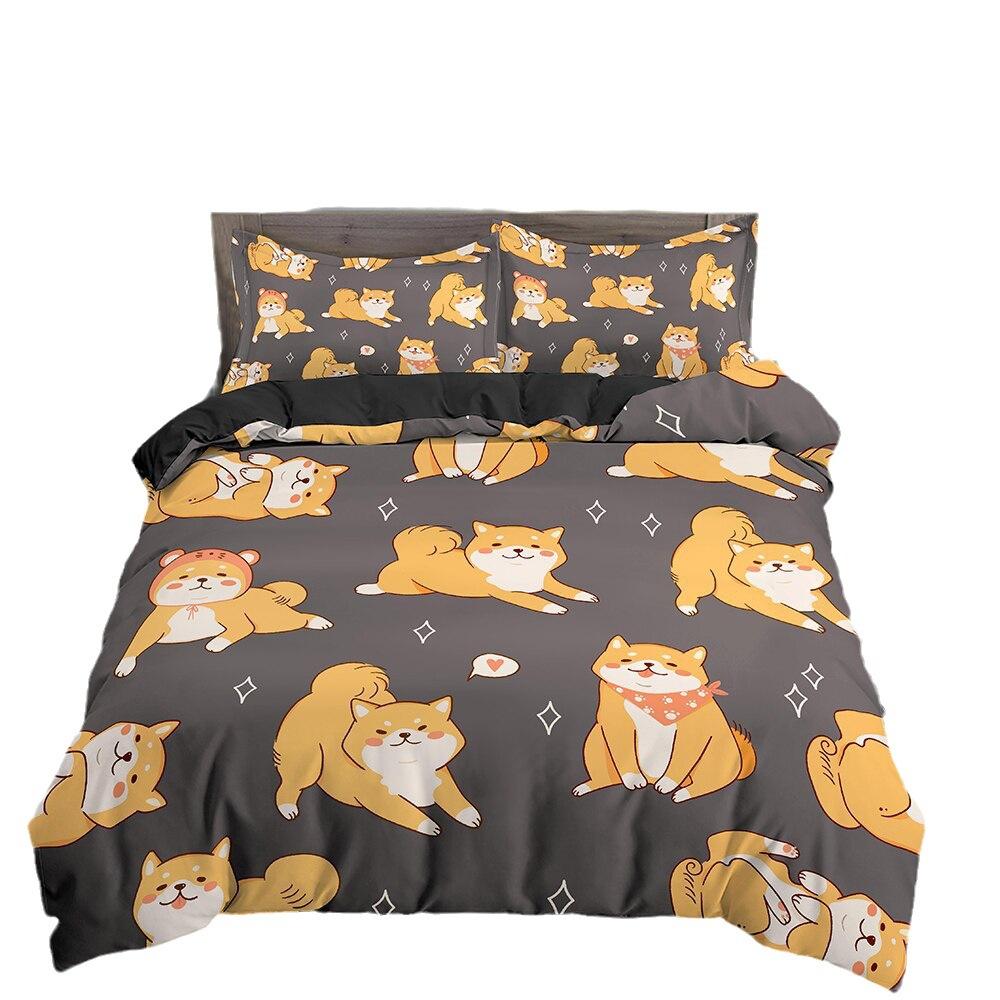 Three-Piece Dachshund Bedding Printing Cute Colorful Puppy Quilt Cover Home Textiles