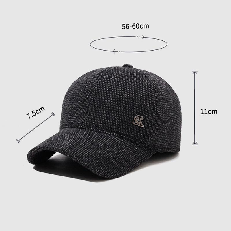 Men's Autumn Winter Woolen Baseball Cap Middle-aged And Elderly Woolen Warm Cap Dad Ear Protection Cap