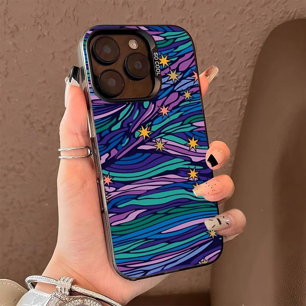 Interesting patterns phone case for iPhone 17 17Air 16 15 14 13 12 11 Pro Max Plus Colorful Silver