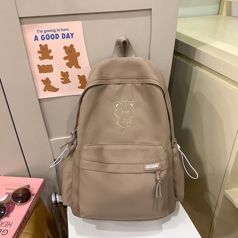 Tecknad Broderi Student Skolväska Dam Stor Kapacitet Ryggsäck