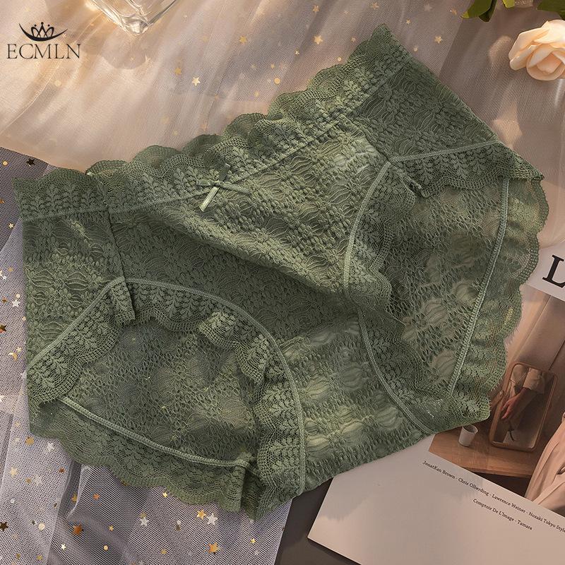 Women's Sexy Lace Underwear Panties Women Mid Waist Summer Seamless Briefs Underwear Underpants Breathable Cotton Crotch Underwear Lingerie