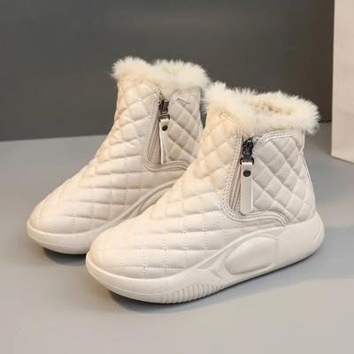 Damskie zimowe grube ciepłe buty śnieżne nowe grube skórzane damskie buty bawełniane modne czarne botki dla kobiet Botas De Nieve