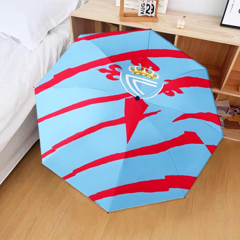 Celta Vigo Crest Design Umbrella Folding Umbrella, Automatic Umbrella 8-Frame for Travel, Camping Use Gift for Halloween Christmas