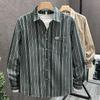 Modisches gestreiftes bedrucktes Hemd Herren Frühling Herbst Sommer Oberteil Lässiges vielseitiges Hemd