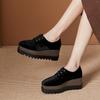2025 Autumn Women's Thick-soled Muffin Shoes Square Toe Lace-up Waterproof Platform Slope Heel Single Shoes HZB-763-28