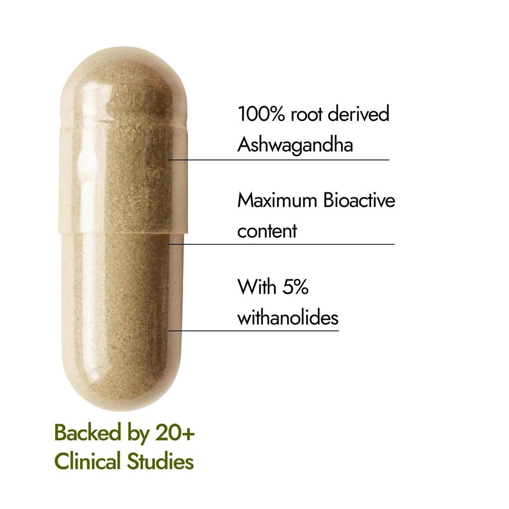 Kapiva KSM-66 Ashwagandha 500mg 60 Veg Capsules | Natural Stress Relief & Vitality Support for Daily Energy