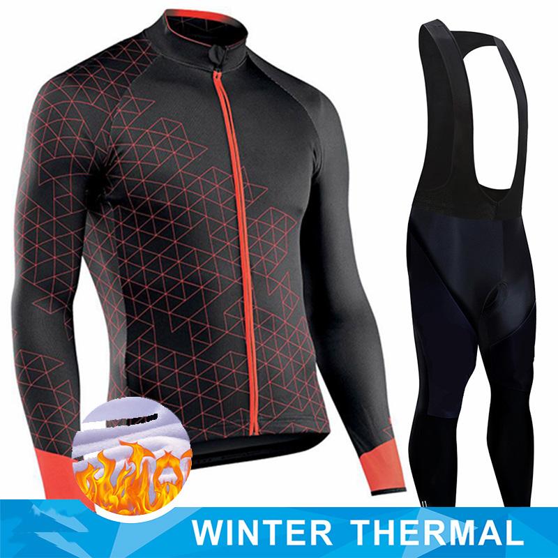 Men 2026 Winter Velvet Warm Cycling Clothing Suit Set Thermal Fleece Bicycle Jersey Set MTB Warm Bike Jersey Set Ropa