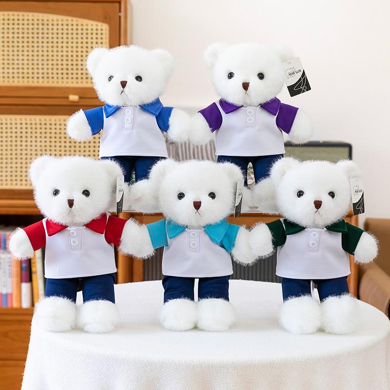 Cute Bear Plush Toy In School Uniform - Custom Logo Graduation Gift for Classmates