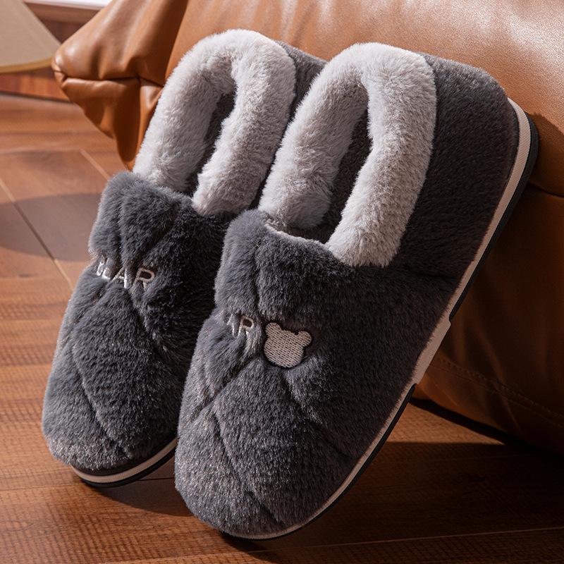 Plush cotton slippers winter bag heel 2025 new indoor home non-slip warm outdoor cotton shoes autumn and winter