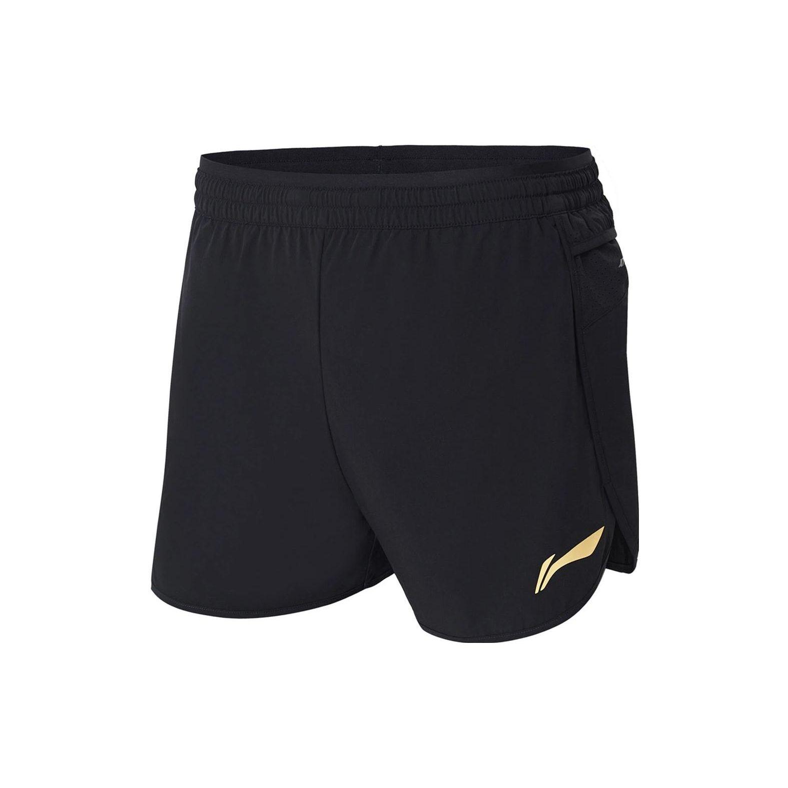 

Женские шорты Li Ning Running Series с однотонным принтом логотипа, эластичным поясом, быстросохнущие, прямые, черные AKSS570-1 XL