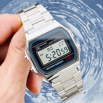 Páskové hodinky F91W Vodotěsné Retro digitální nerezová ocel Sportovní vojenské hodinky Muži Ženy Luxusní elektronické náramkové hodinky Hodiny