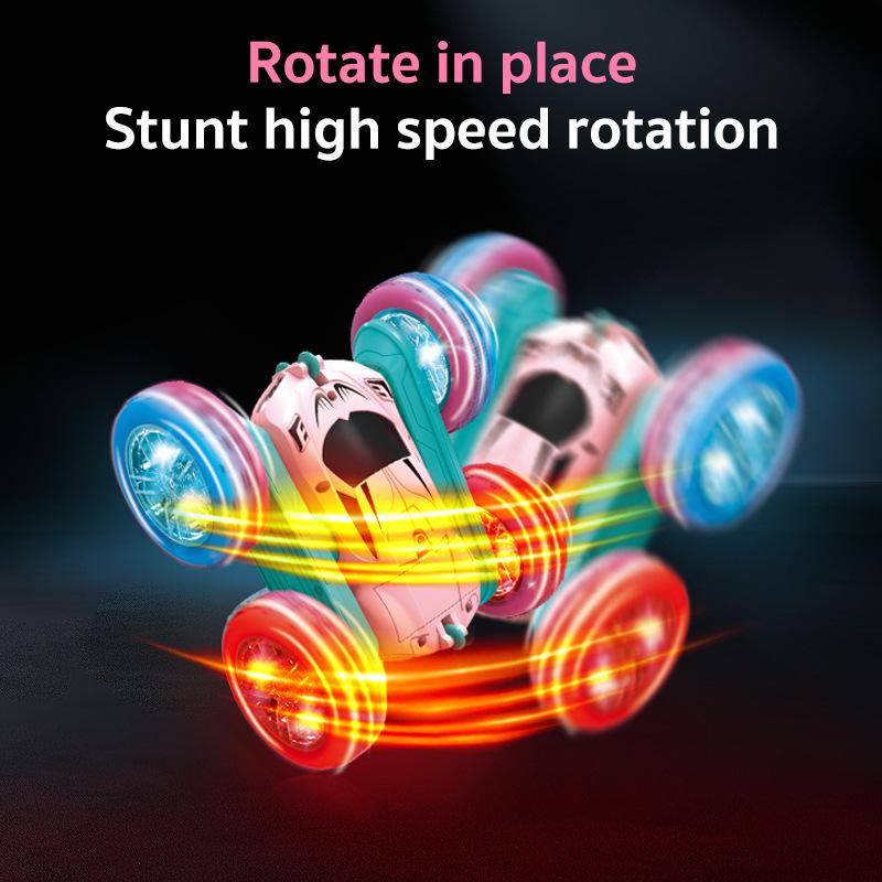 Double-Sided Remote Control Stunt Car, Light Wheel Swing Arm Four-Wheel Drive Deformation Rolling Car, Remote Control Children'S Car