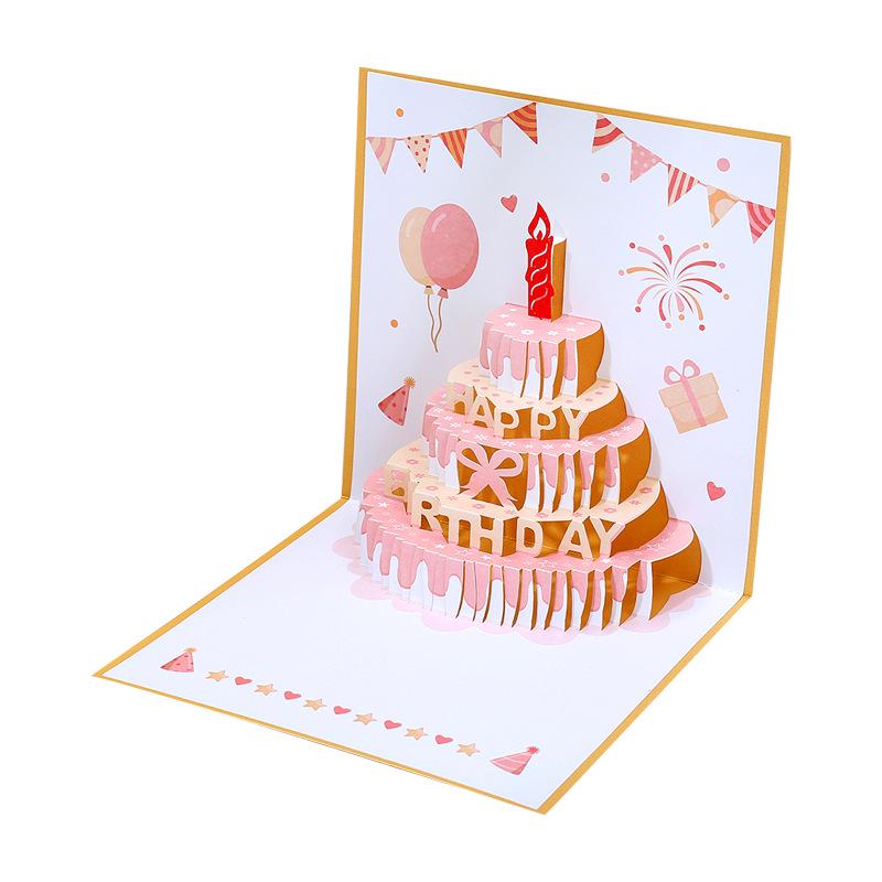 3D Stereoscopic Music Light Greeting Card: Foldable Cake & Blessing Message for Happy Birthday Gift