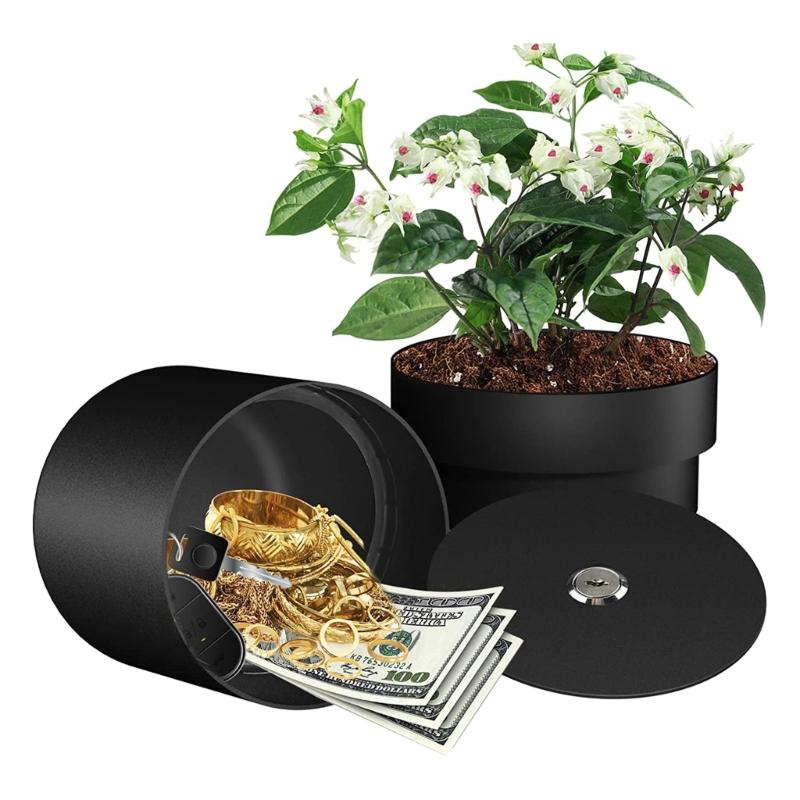 Flower Pot with Hidden Safe Secret Compartment Stash Box Key Hider Plastic Plant Pots Jewlery Organizer for Valuables