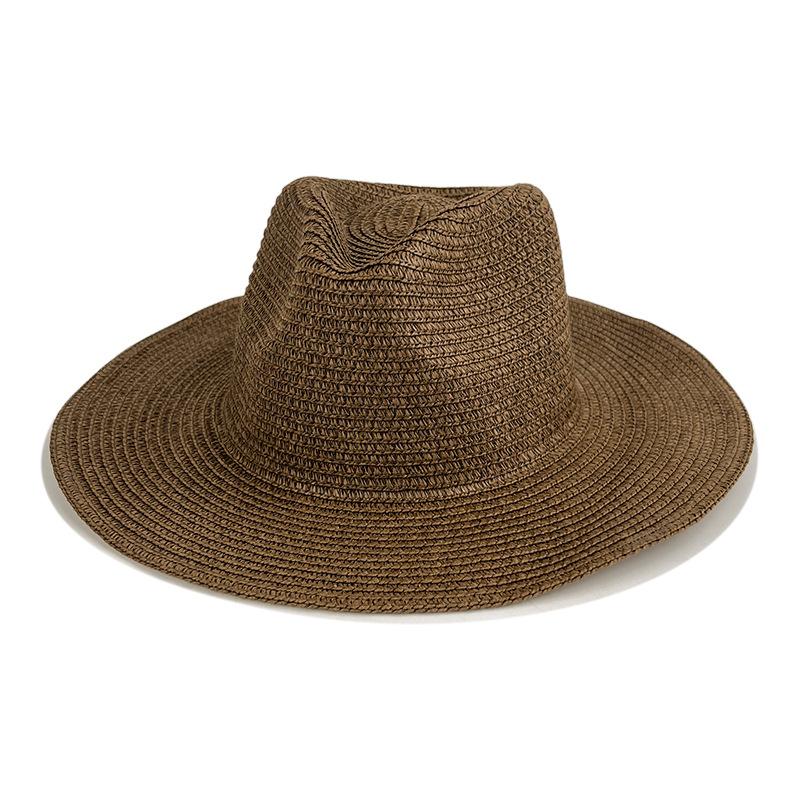 Classic Panama Curled Straw Hat Travel Sunscreen Straw Hat Men and Women Outdoor Breathable Beach Sun Hat