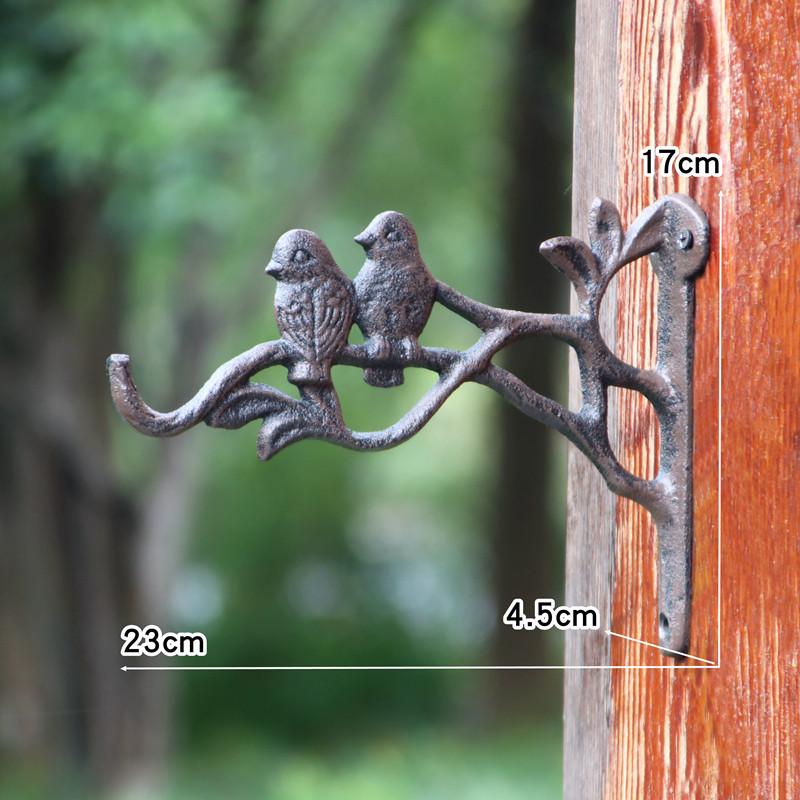 Retro Cast Iron Bird Wall Hooks & Hangers for Baskets & Lanterns