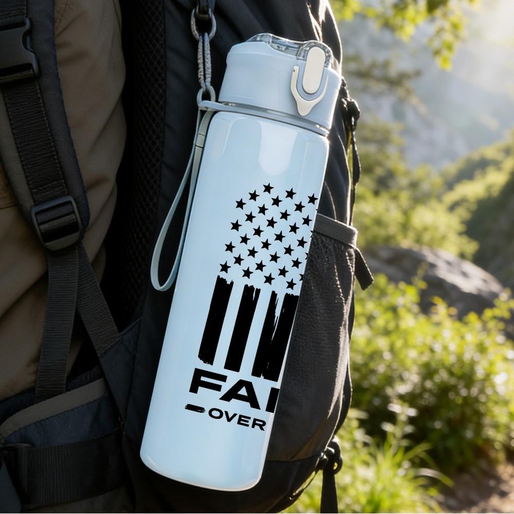 1PC Faith Cross Flag Print 750ml Color Plastic Sports Water Bottle Leakproof Flip Straw Lid Suitable for Sports Office Home Use