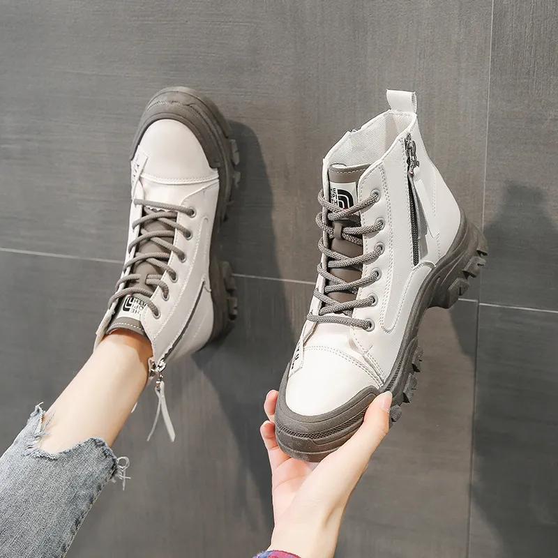 Short Boots Female Autumn Fashion Trend New Fairy Style Casual Thick-soled Lace-up Short Boots Comfortable and Versatile 2024