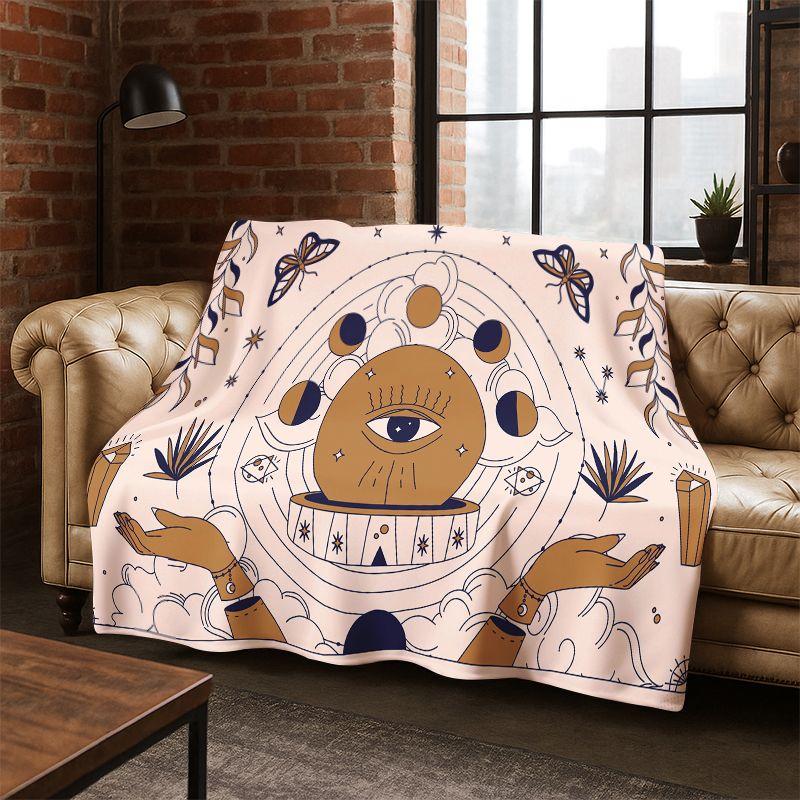 Divinationssymbol Sonne Mond Tarot Magie Flanelldecke Weiche Warme Überwurfdecke für Schlafzimmer Wohnzimmer Bett Reisen Camping Picknick