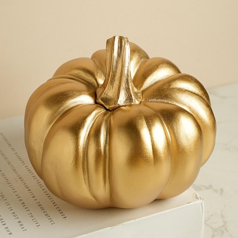 Gold Pumpkin Autumn Decors Decorative Pumpkin for Halloween Thanksgiving Table Centerpieces Mantles Bowl Party Wedding