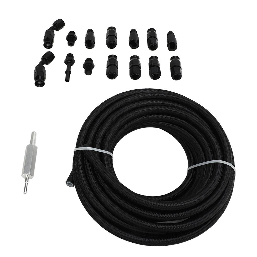 6AN 3 8in Fuel Line Fitting Kit Flexible PTFE Nylon Oil Gas Fitting Hose Fit For LS Swap EFI System