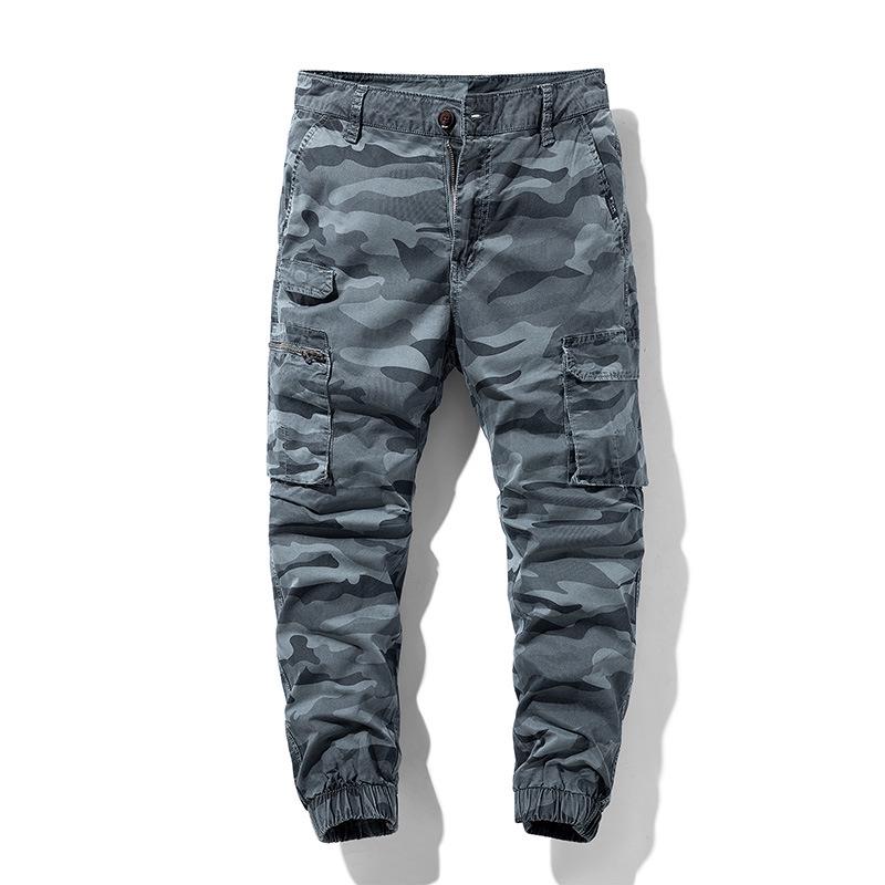 Men's Retro Camouflage Elastic Cuff Multi-Pocket Overalls