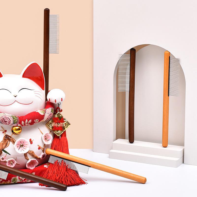 Wooden Pet Comb for Removing Loose Hair and Fleas - Ideal for Dogs and Cats