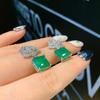 Jewelry Style Imitation Emerald Bar Ring Necklace Stud Earring Set Flower Shape Creative Full Diamond 10 * 10