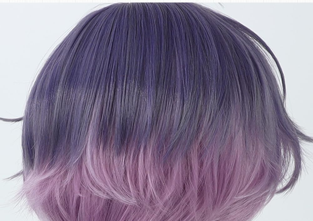 Uki Violeta Cosplay-Perücke, Lang, Spitz zulaufender Schwanz, Lila Farbverlauf, Hitzebeständige Perücke, Perfekt für Cosplay, Fotoshootings und Festivals