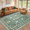 Living Room Carpet Large Size Bedroom Bedside Floor Mat Machine Washable Carpets Spring Flowers Plant Retro Home Decoration Rug