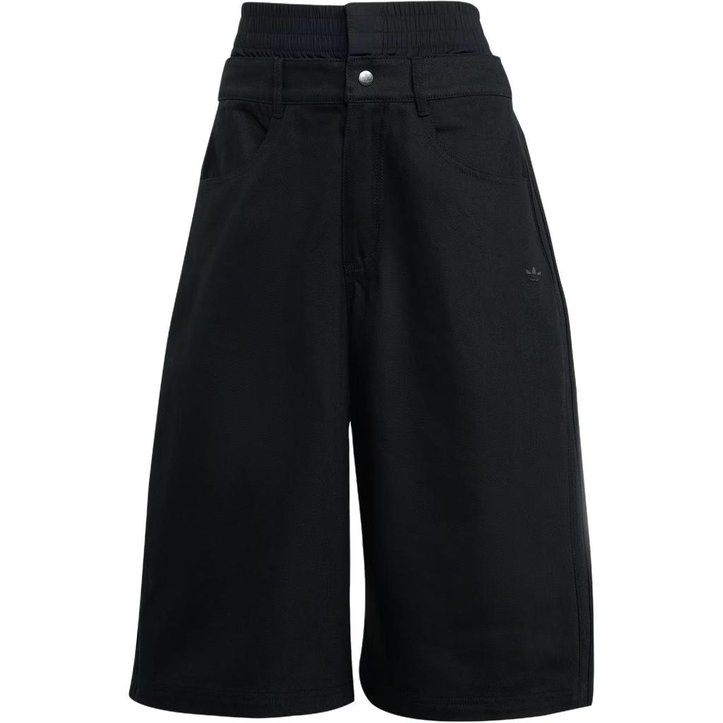 Adidas Originals Firebird Utility Logo Stripe Loose Fit Casual Cropped Denim Shorts Women Shorts JX7592