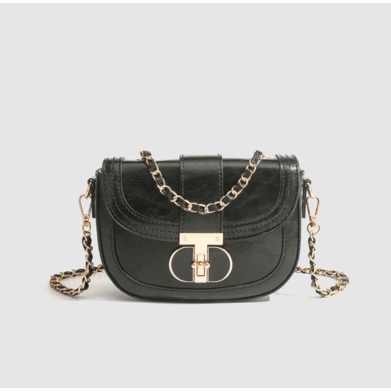 

Bai Tiya Saddle Bag Messenger Bag 2025 New Fashion Light Luxury All-Match Commuter Bag Women Chain Shoulder Bag Black