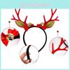 Adorable Brown Reindeer Antlers Headband With Red Pom Poms For Christmas Parties