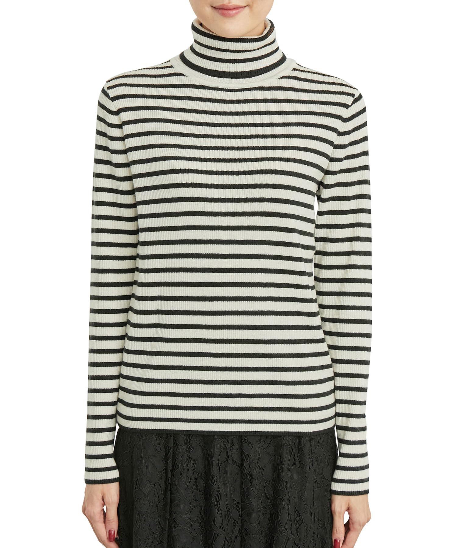 

ROPE PICNIC Sweater Color Turtleneck M [New Added] [Web-Exclusive Color Beige] Anti-Pilling/Ribbed Pullover, Women s, Off-White (17)