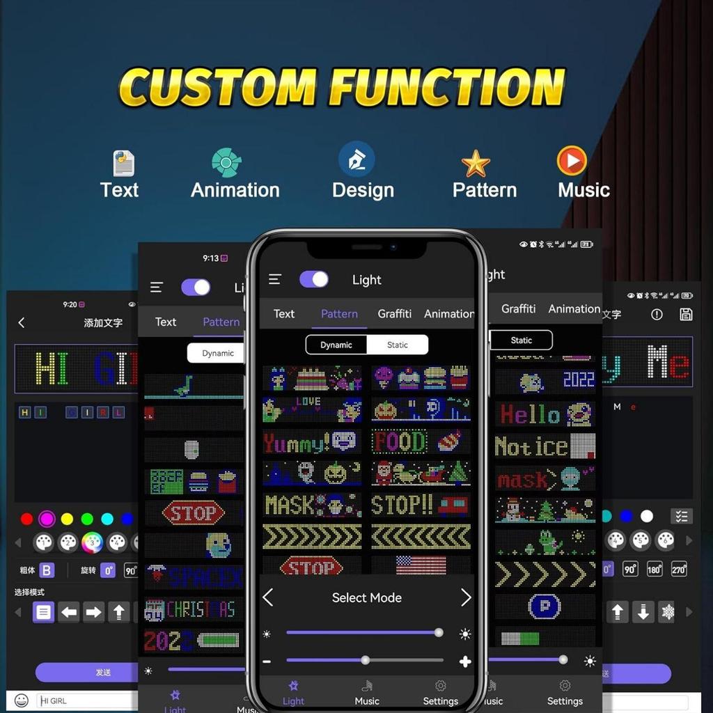 LED Air Matrix Pixel Panel DIY Pattern LED Module USB Flexible Animation Car Remote APP Control Christmas Halloween Decoration