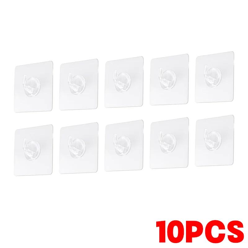 5-100pcs Self-Adhesive Small Wall Hooks Transparent Wall Hooks for Kitchen and Bath Heavy Duty Waterproof Reusable Stickers