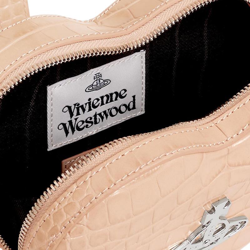 Vivienne Westwood Ella Saturn Logo Detachable Chain Strap Crocodile Pattern Mini Backpack Women backpack Cream-Pink 43030072UL0039C402