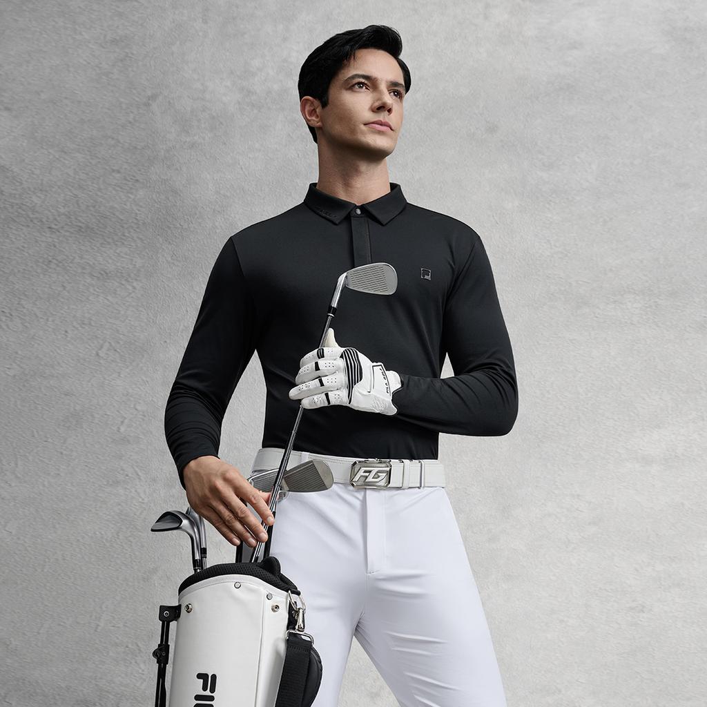 Fila Golf Series Simple Fashion Trendy Casual Sports Polo Shirt Men Tops Deep-Black A11M545213FBK