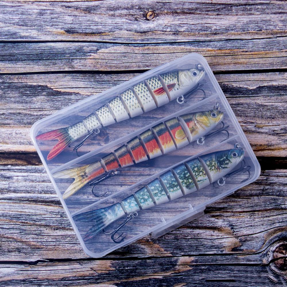 3 Sets Multi-Section Fish Artificial Hard Bait Crank Lure Loach Luya Simulation Bionic Beak Bait Hooks Stainless Steel Boxed