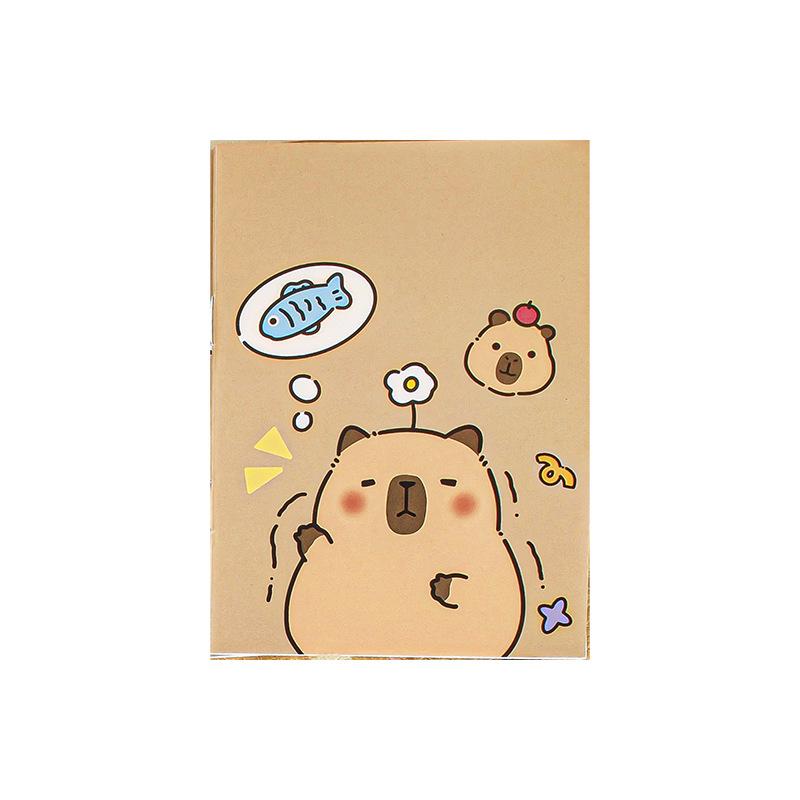 Capybara Riding a Horse Cartoon Notebook - Portable Student & Office Record Book