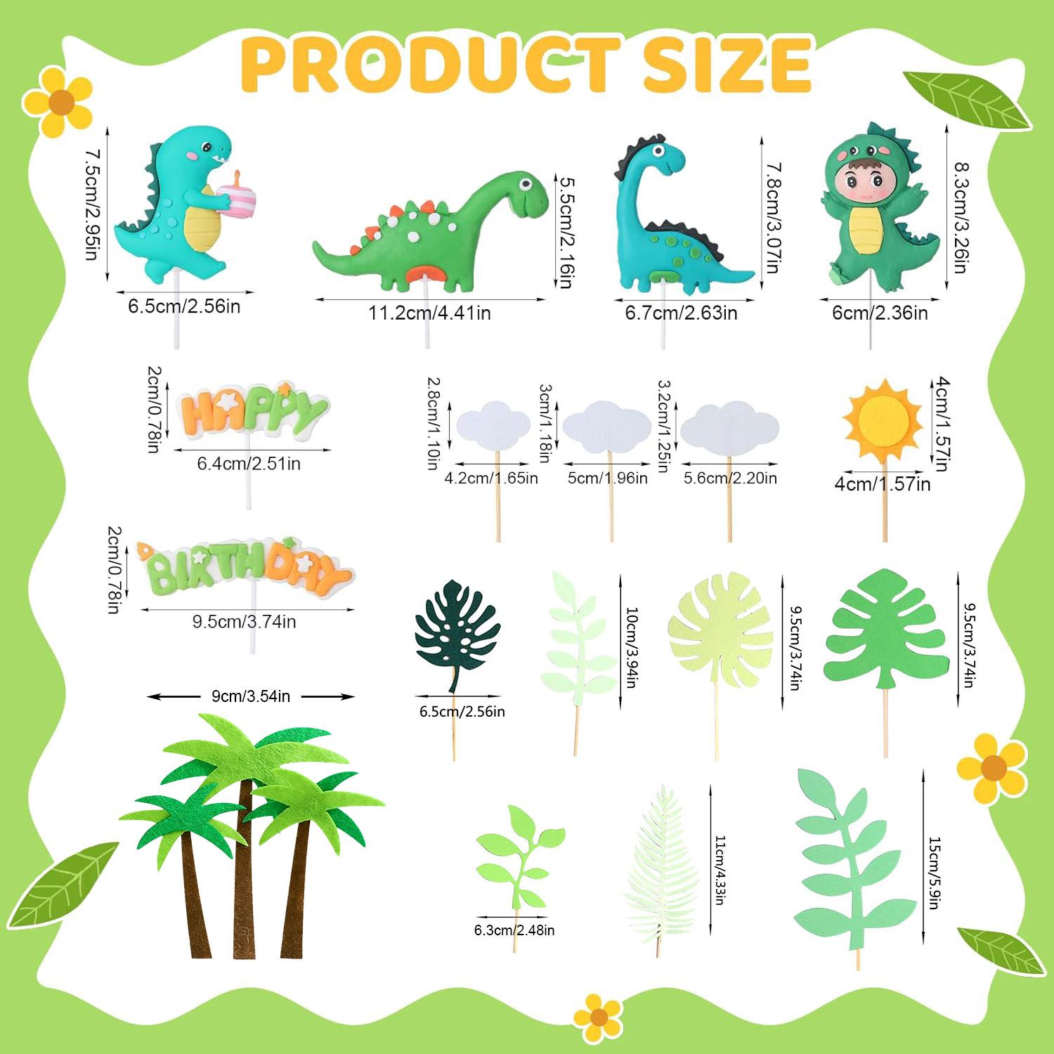 20 Pcs Dinosaur Cake Toppers, Dino Birthday Cake Decorations Jungle Safari Cupcake Toppers for Boy Baby Shower Party Cake Decor